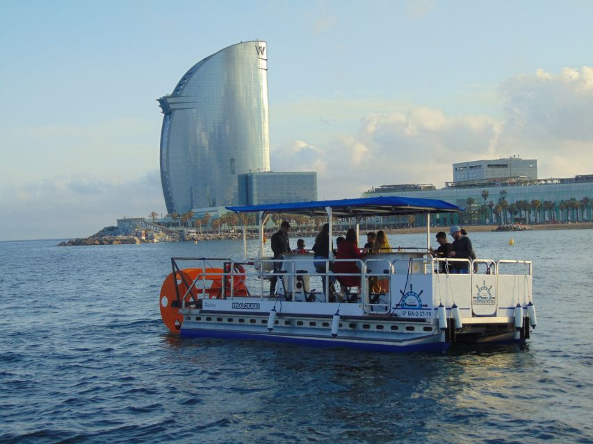 Barcelona: 1.5-Hour Private Scenic Pedal Boat Tour - Barcelona from a wide, low seat on the sea