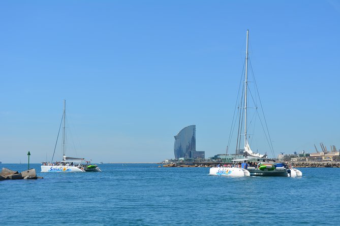 Barcelona Catamaran Party Tour For Young People - The Barcelona coastline from the water