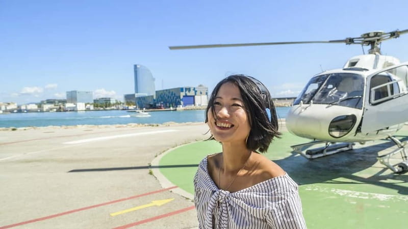 Barcelona: Helicopter Flight over Barcelona's Coastline - From Barcelona Heliport toward the waterfront