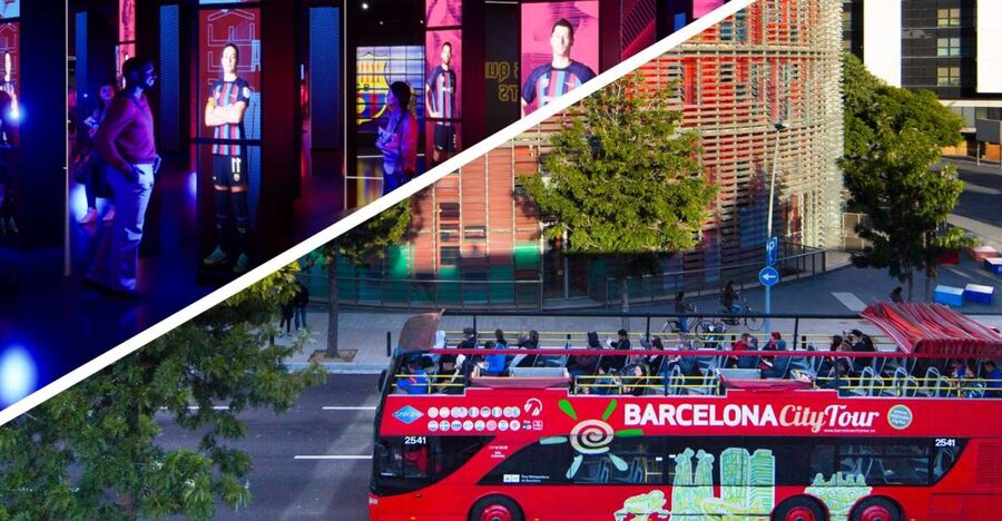 Barcelona Hop-On Hop-Off Bus and FC Barcelona Immersive Tour - The green East route, from Barceloneta to Park Güell