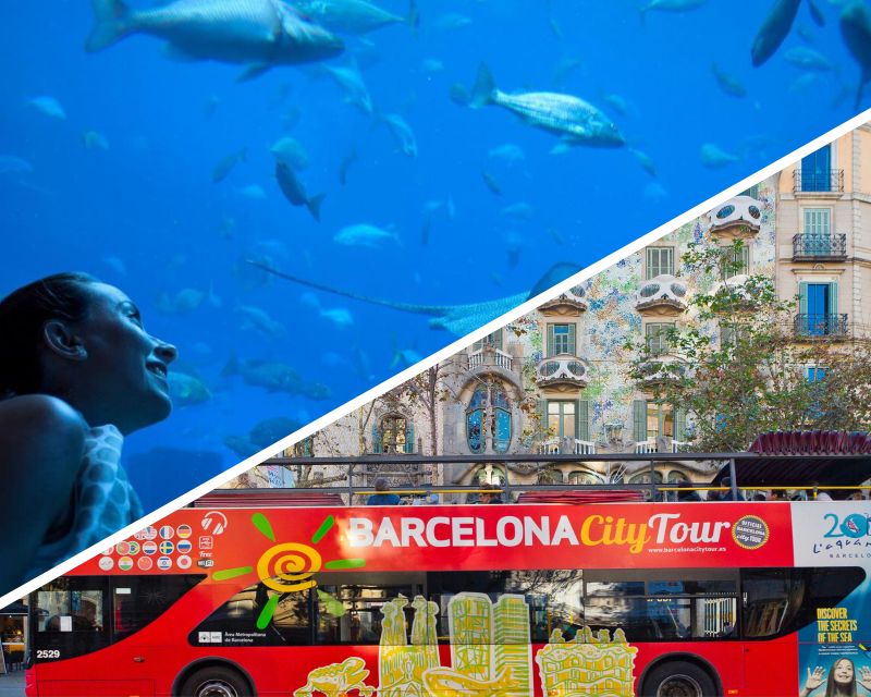 Barcelona: Hop-On Hop-Off Bus & Aquarium Tour - Start at Plaça Catalunya or join along the way