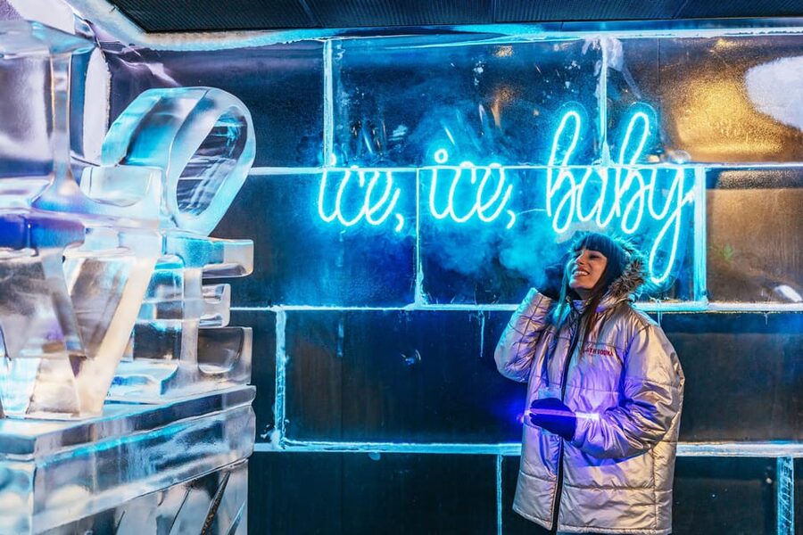 Barcelona: Icebar experience, located at the beach !! - The terrace, beach, and Barcelona sunset