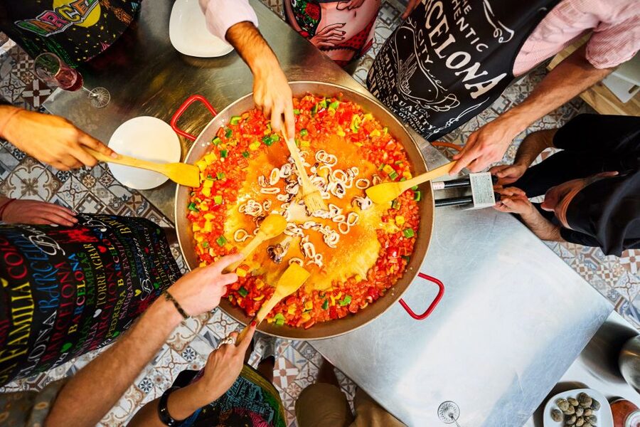 Barcelona: Paella Cooking Class with Market Visit and More - Tapas, dessert, and a proper shared meal