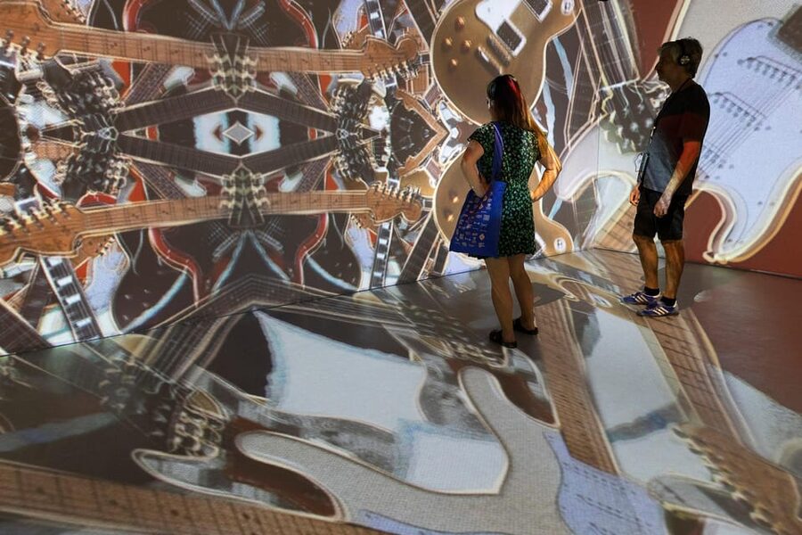 Barcelona: Rock Museum- Guitar Legends Hall - Record stores, jukeboxes, and hands-on displays