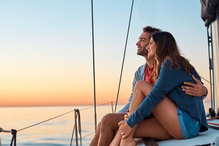 Barcelona: Romantic Private Sailing Tour - A private sail with Barcelona in the distance