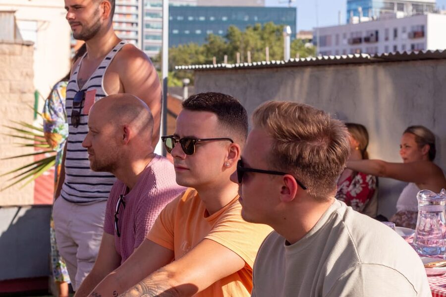 Barcelona: Rooftop Paella Cooking Class with Sangria - A Barcelona rooftop kitchen with a social feel
