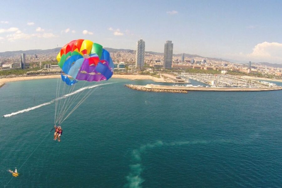 Barcelona: Small-Group Parasailing Experience - A bird’s-eye view of Barcelona from Port Fòrum