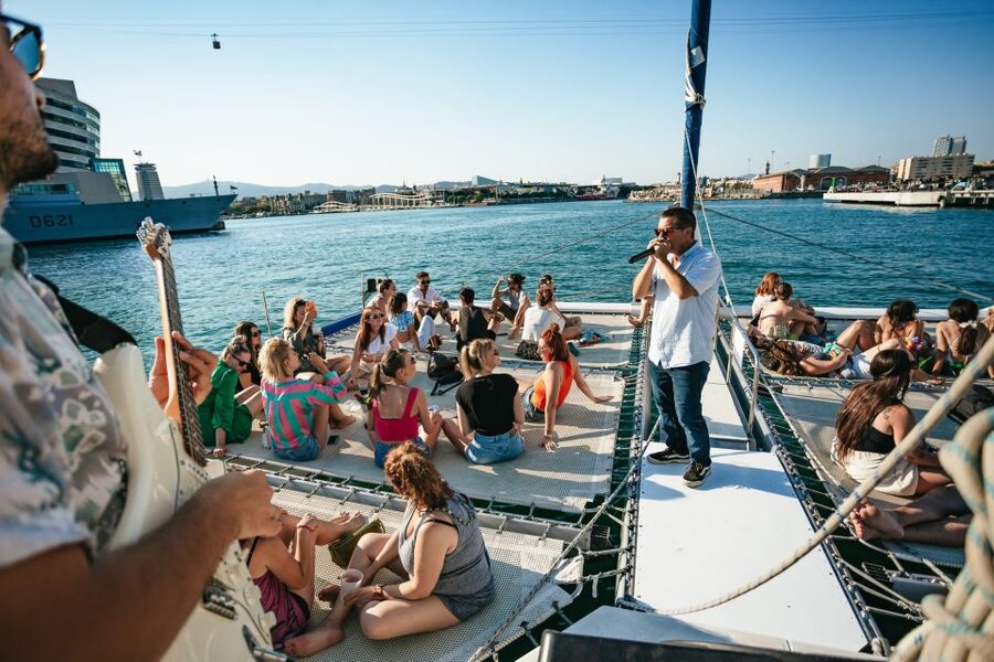 Barcelona: Sunset Catamaran Cruise with Live Music - Sailing into Barcelona’s sunset
