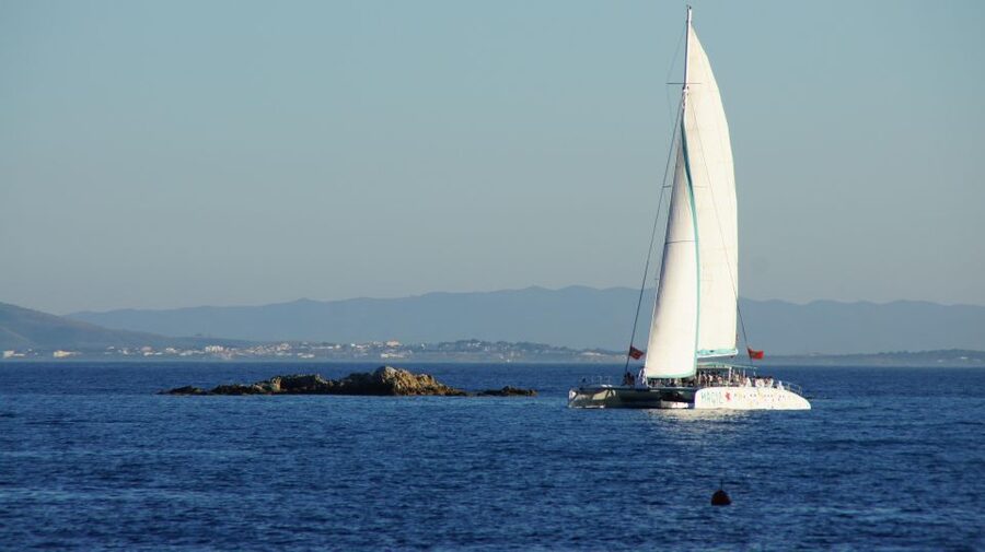 From Roses: Sunset Catamaran Cruise - Leaving from the pier in central Roses