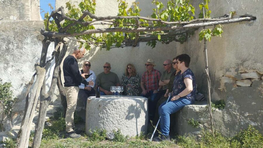 From Sitges: Wine Tasting at 2 Wineries, Snacks and Pickup - First winery: Cava, cellars, and old equipment