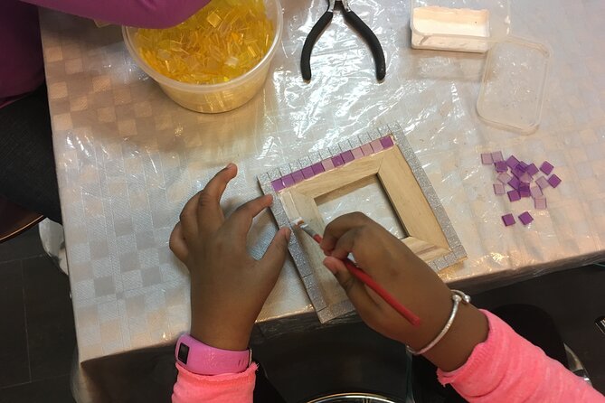 Guided Gaudí Mosaic Workshop for Children in Barcelona 1 Hours - The finished mosaic and the pickup problem