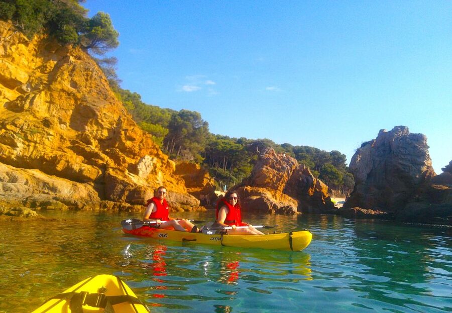 Lloret de Mar: 3-Hour Kayak and Snorkel Tour on Costa Brava - Leaving Fenals Beach for the rocks