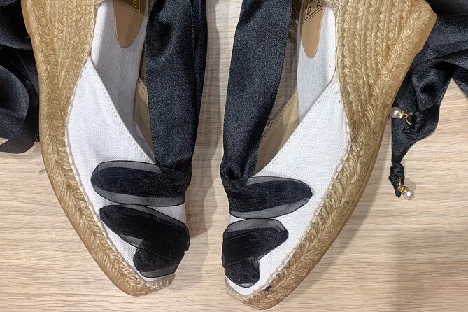 Make Authentic Espadrilles in Barcelona - Cava, snacks, and the final photo