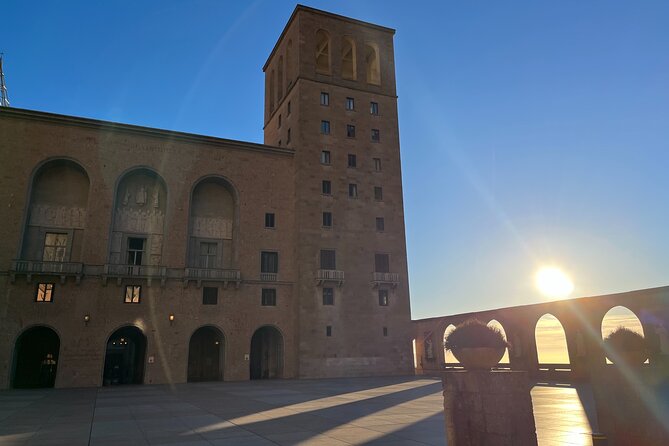 Montserrat very early : Hiking, Abbey, very small group - Entering Santa Maria de Montserrat Abbey Early