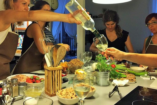 Private Paella class, Tapas, full menu and Sangria workshop - Cooking seafood paella in teams of two or three