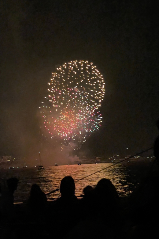 Salou's Fireworks 15th August Sail Catamaran - The fireworks view from offshore