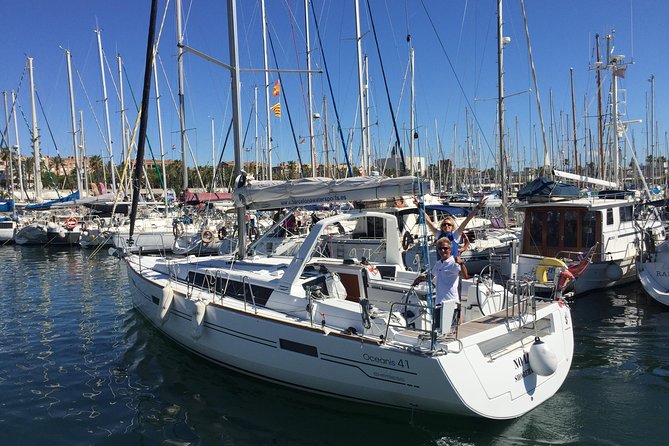 Wonderful 2 Hour Sailing trip including open bar and Pinchos - Open water views toward Barcelona Cathedral